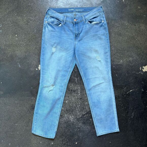 Old Navy Blue Light Wash Mid Rise Straight Women’s Jeans 8 Regular Used - Picture 3 of 12
